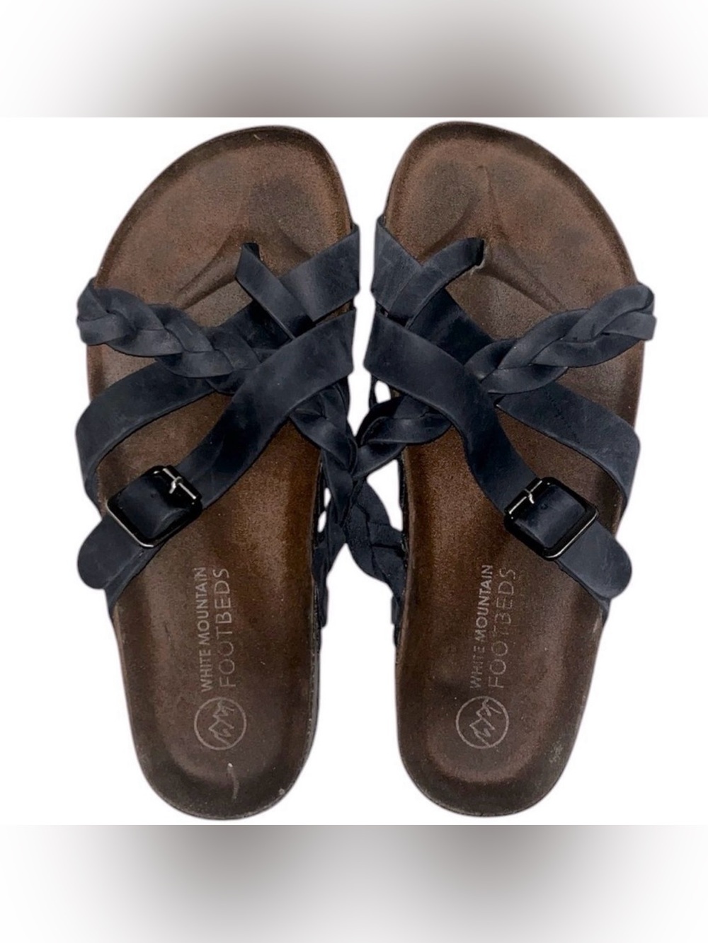 White Mountain Harrington Footbeds Blue Slip On Braided Sandals
